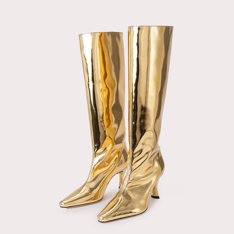 Patent Knee-High Western Boots - Image 4