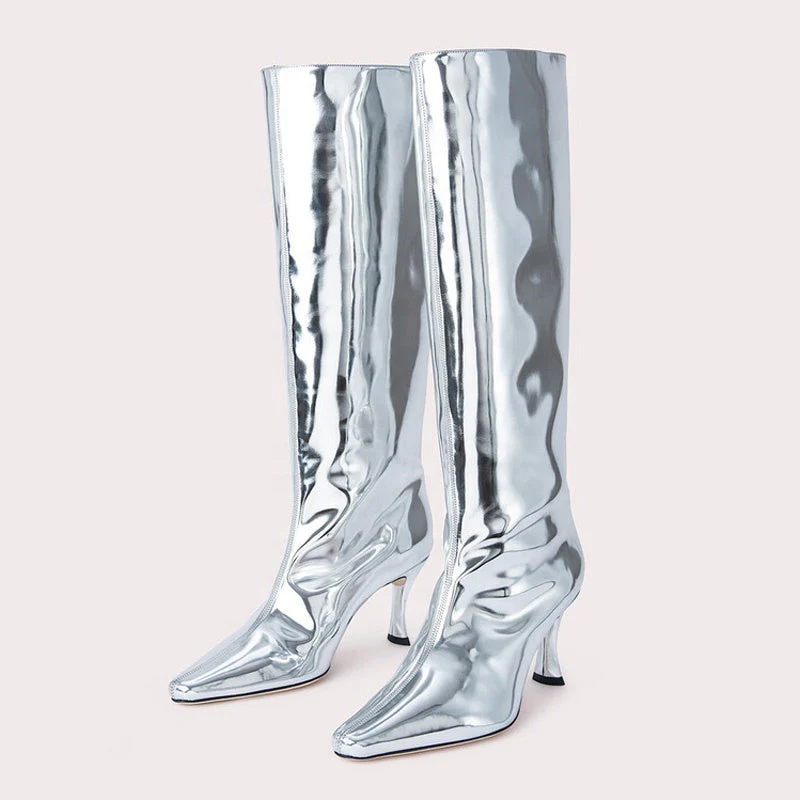 Patent Knee-High Western Boots - Image 5
