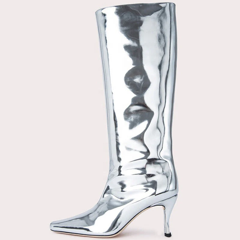 Patent Knee-High Western Boots - Image 7