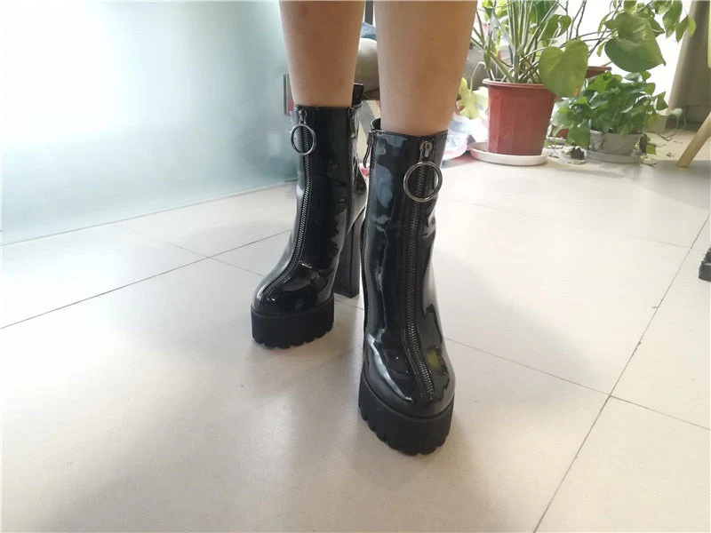 Patent Leather Ankle Boots - Image 8