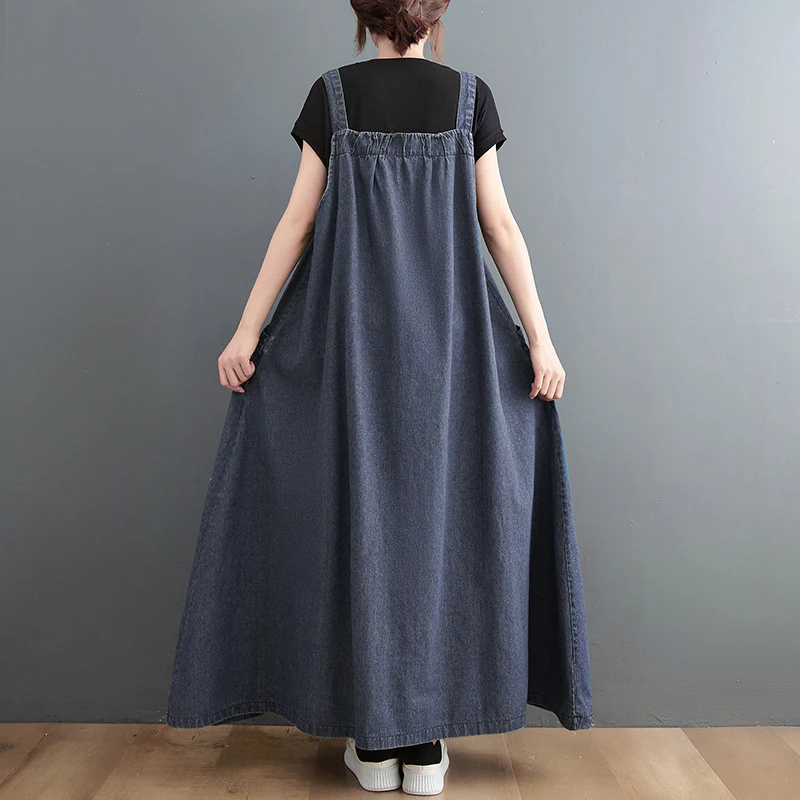 Pause The Moment Denim Round Neck Salopette Dress - Image 2