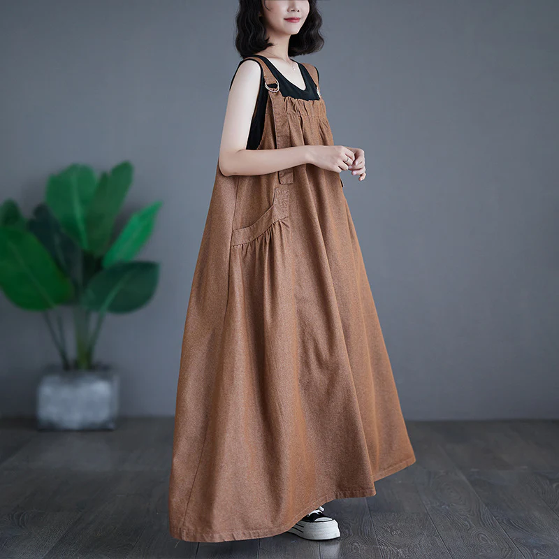 Pause The Moment Denim Round Neck Salopette Dress - Image 4