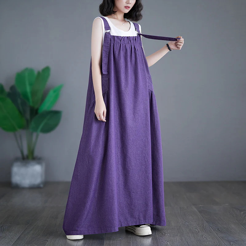 Pause The Moment Denim Round Neck Salopette Dress - Image 5