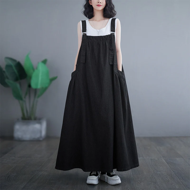 Pause The Moment Denim Round Neck Salopette Dress - Image 6