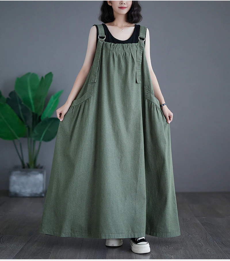 Pause The Moment Denim Round Neck Salopette Dress - Image 8
