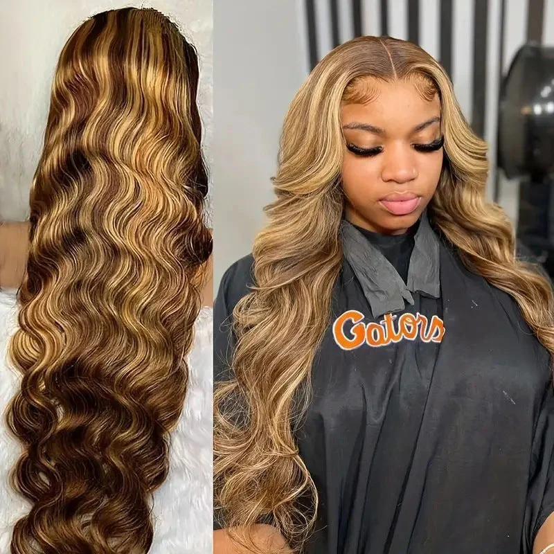 Piano Color Highlight Big Wave Wig Front Lace 13x4 Lace Long Curly Hair