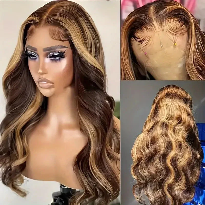 Piano Color Highlight Big Wave Wig Front Lace 13x4 Lace Long Curly Hair - Image 2