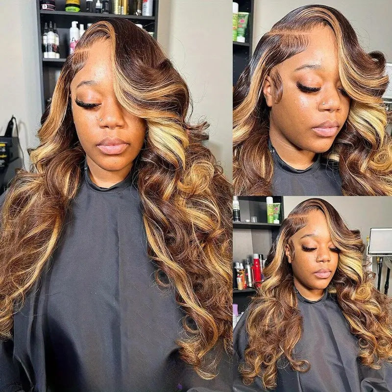 Piano Color Highlight Big Wave Wig Front Lace 13x4 Lace Long Curly Hair - Image 3