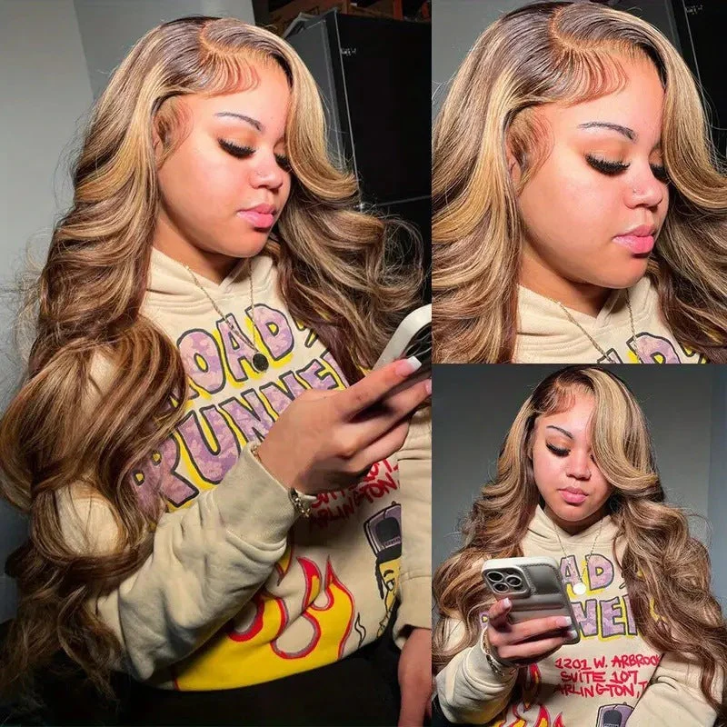 Piano Color Highlight Big Wave Wig Front Lace 13x4 Lace Long Curly Hair - Image 6