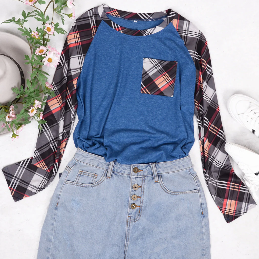 Plaid Print Pocket Long Sleeve - Image 4