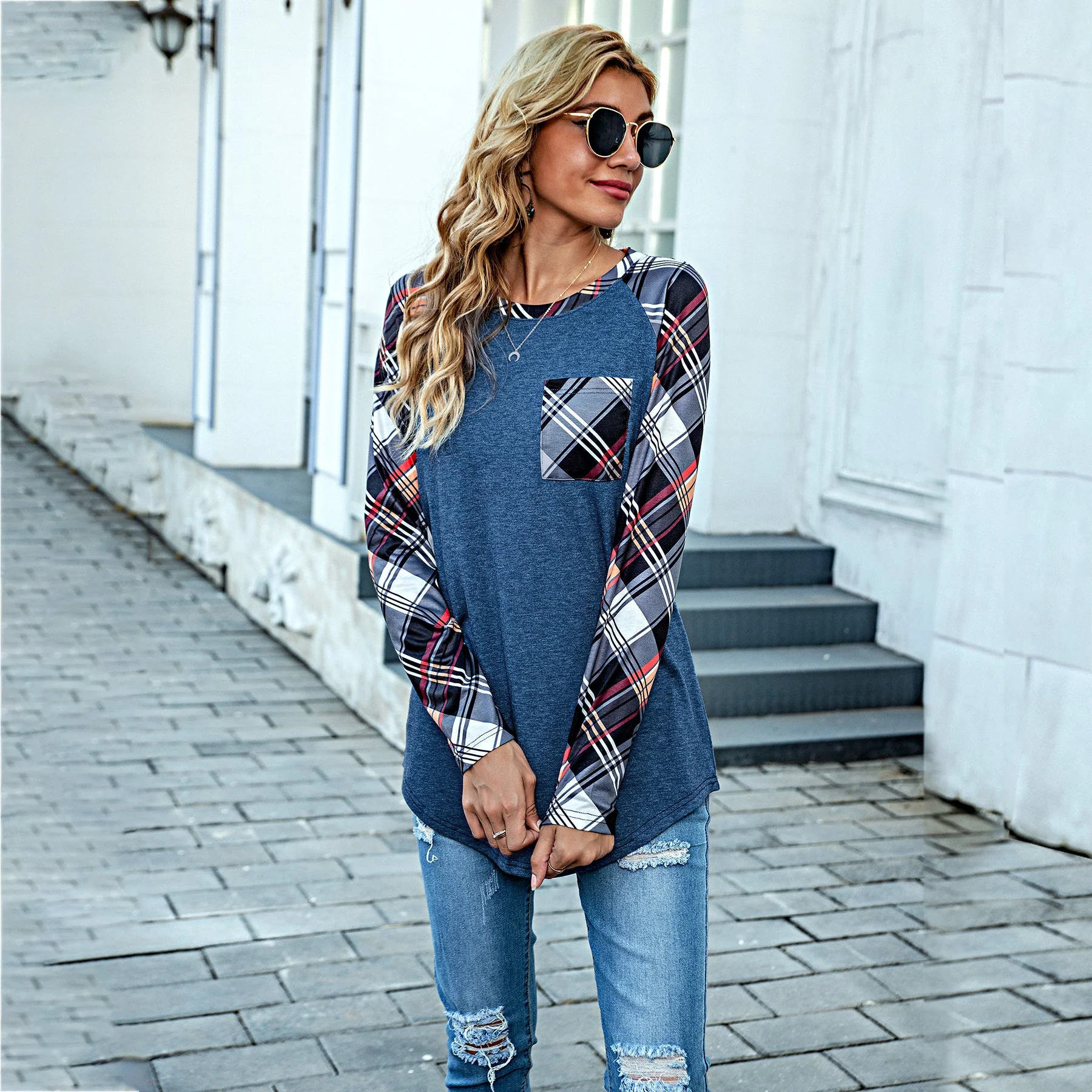 Plaid Print Pocket Long Sleeve - Image 8