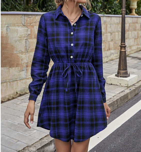 Plaid Print Tied Collar Romper - Image 5