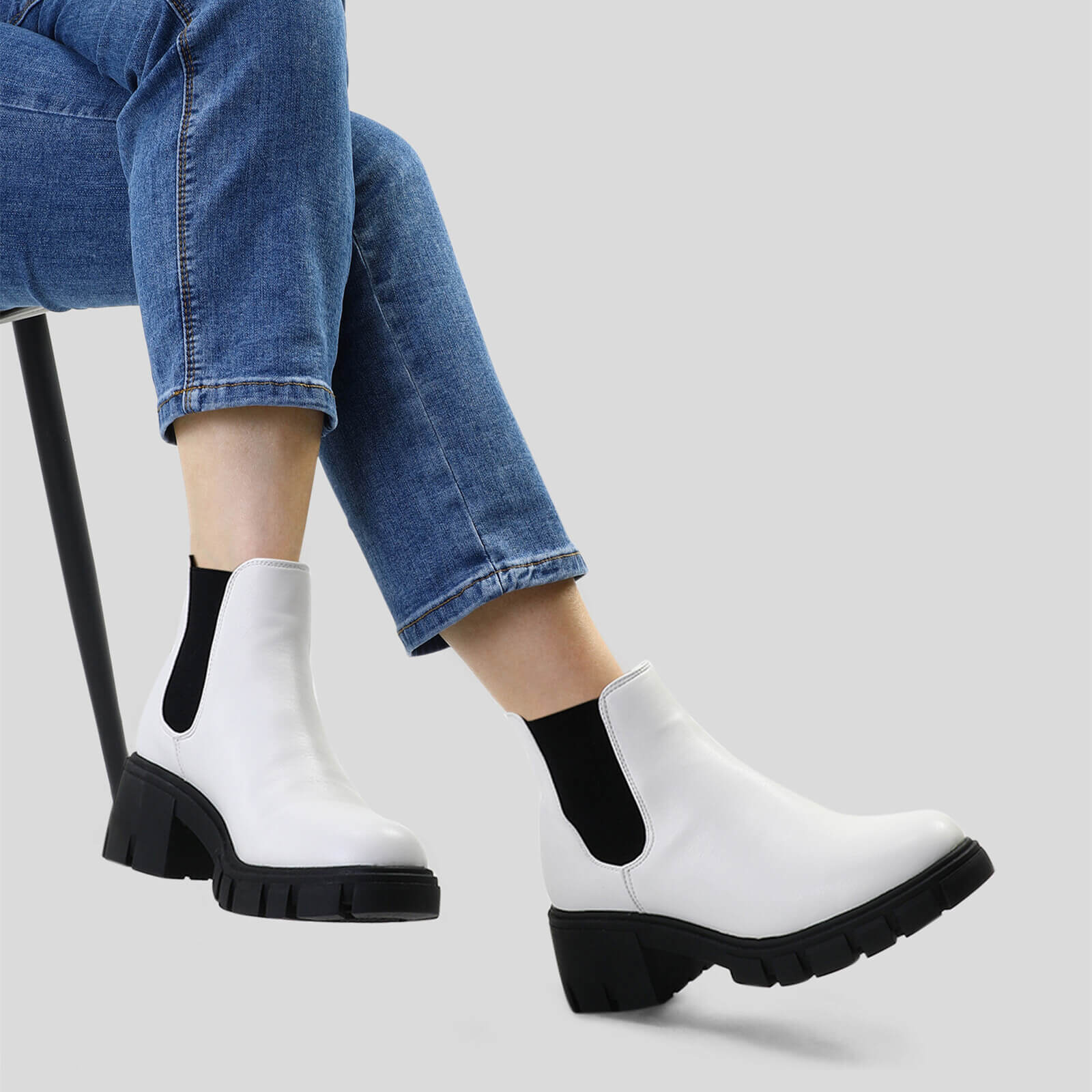 Platform Chelsea Boots Lug Sole Chunky Block Heel Ankle Booties - Image 14