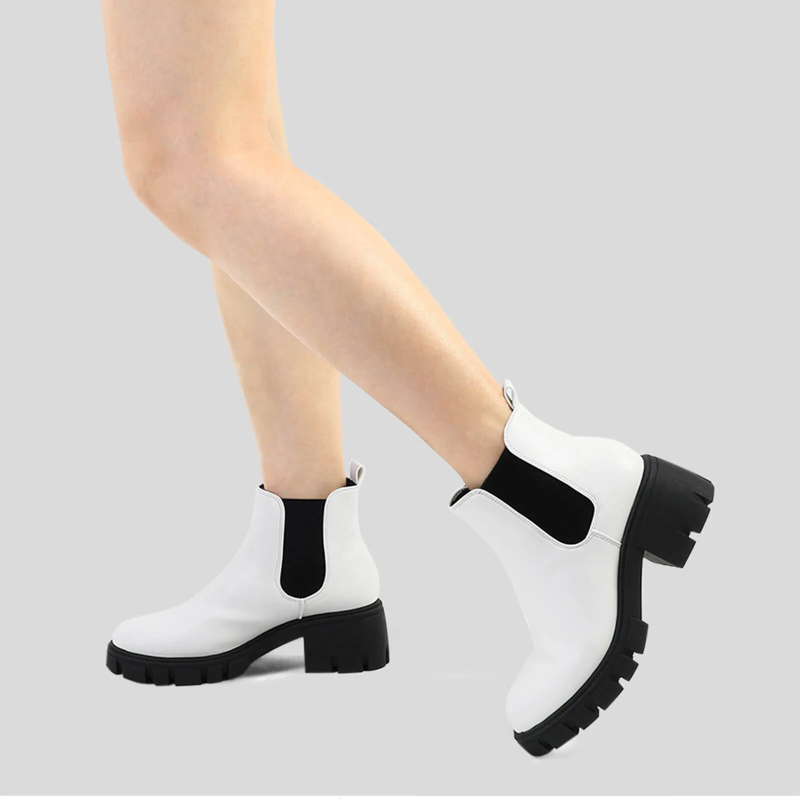 Platform Chelsea Boots Lug Sole Chunky Block Heel Ankle Booties - Image 15