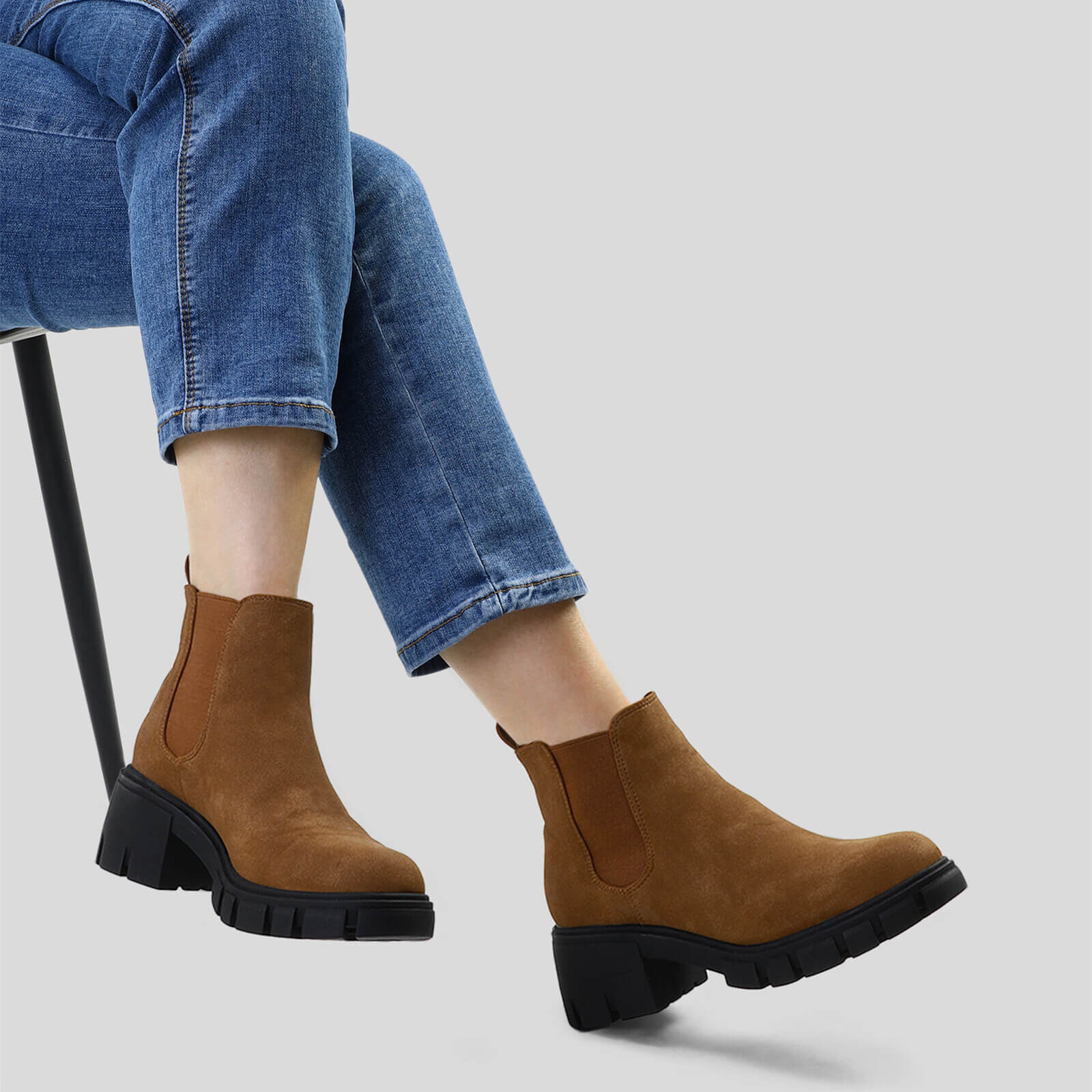 Platform Chelsea Boots Lug Sole Chunky Block Heel Ankle Booties - Image 19