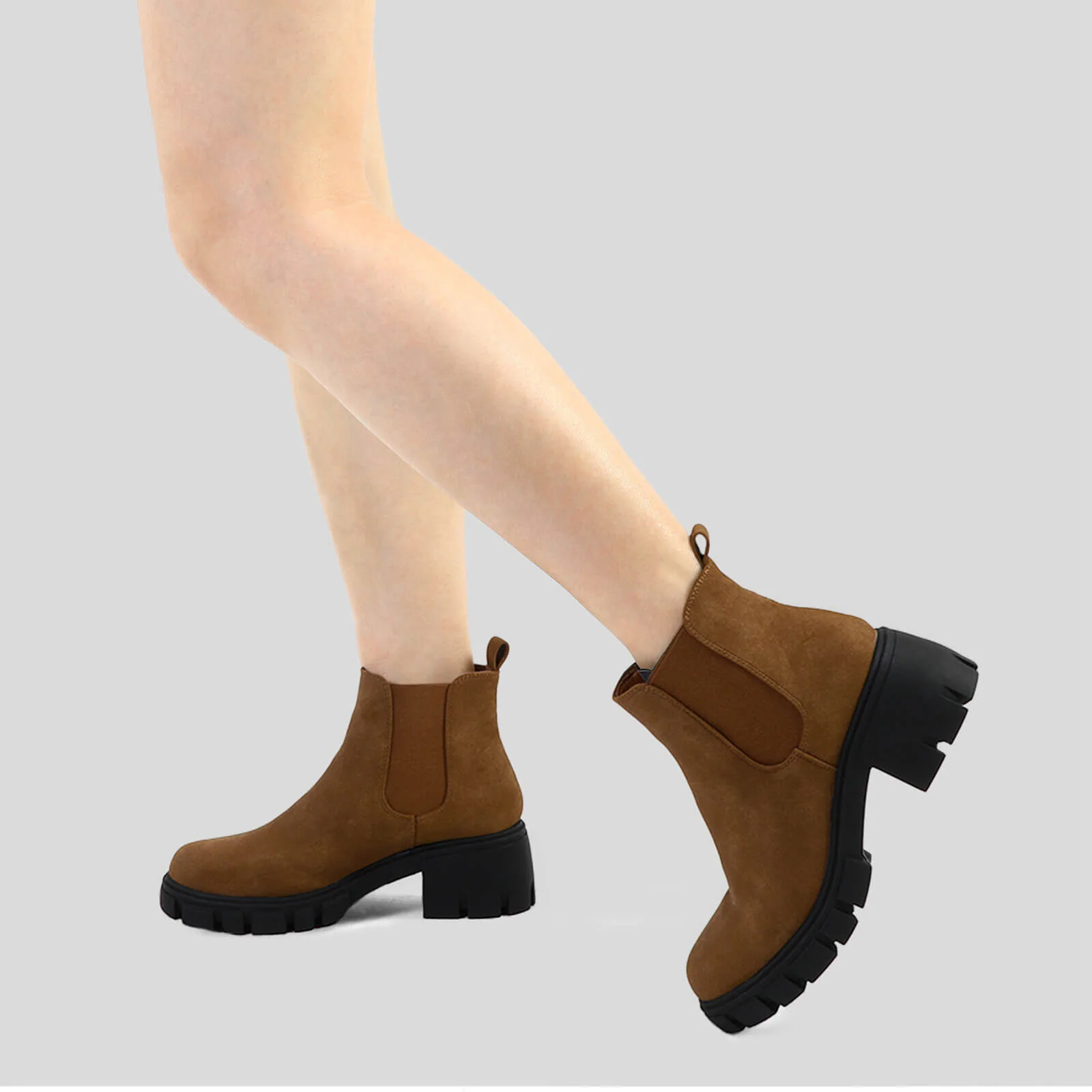 Platform Chelsea Boots Lug Sole Chunky Block Heel Ankle Booties - Image 20