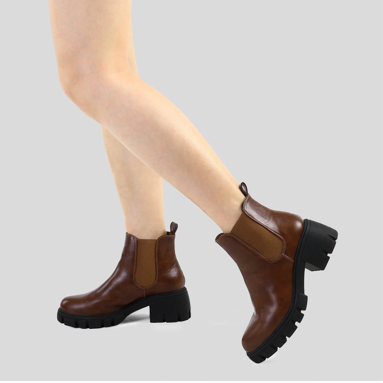 Platform Chelsea Boots Lug Sole Chunky Block Heel Ankle Booties - Image 25