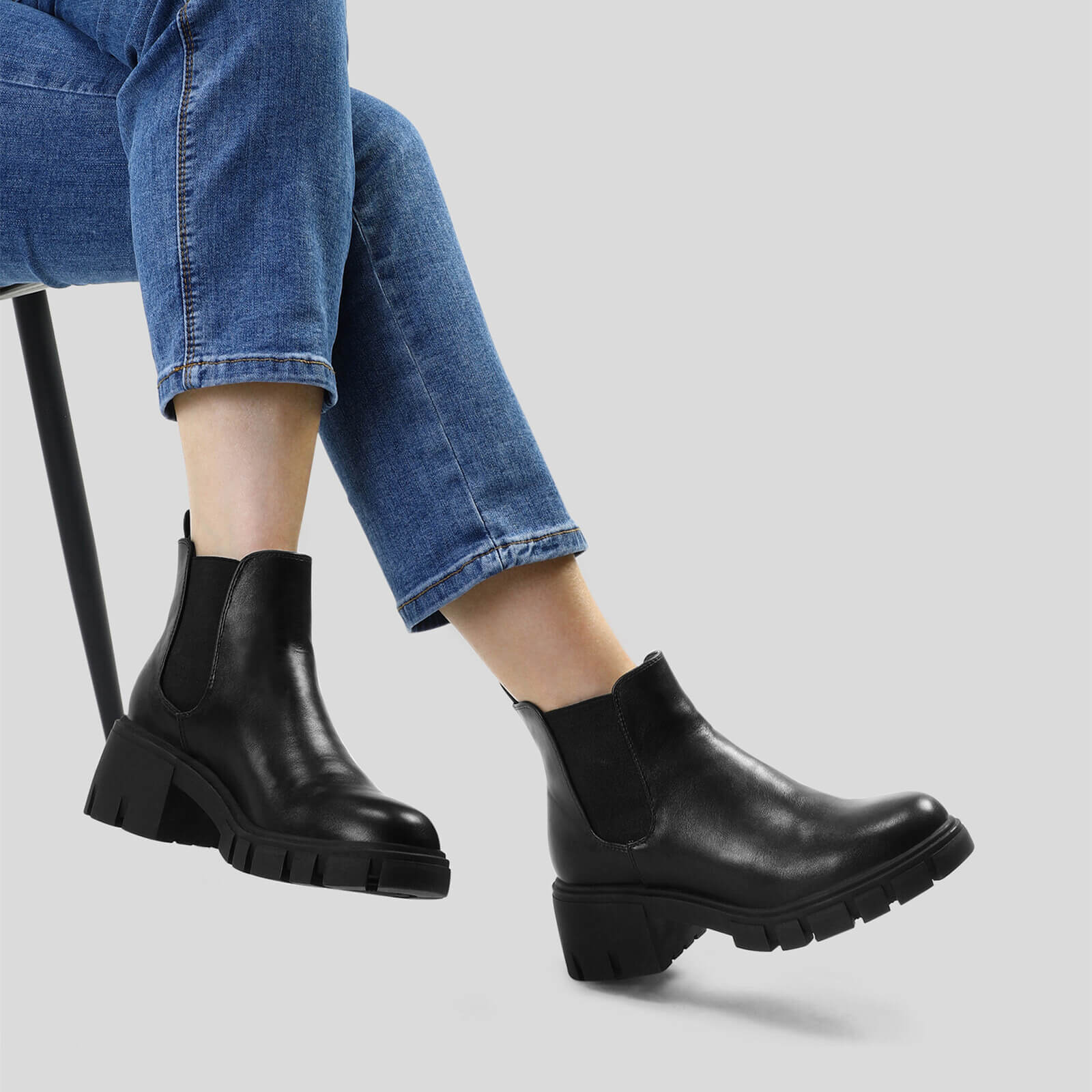 Platform Chelsea Boots Lug Sole Chunky Block Heel Ankle Booties - Image 29