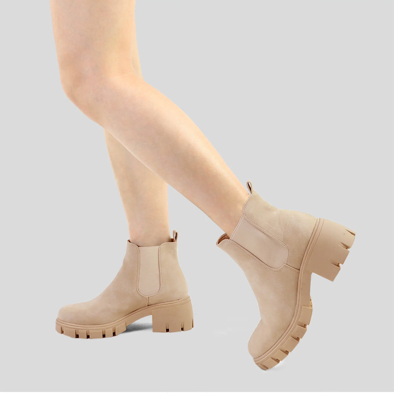 Platform Chelsea Boots Lug Sole Chunky Block Heel Ankle Booties - Image 5