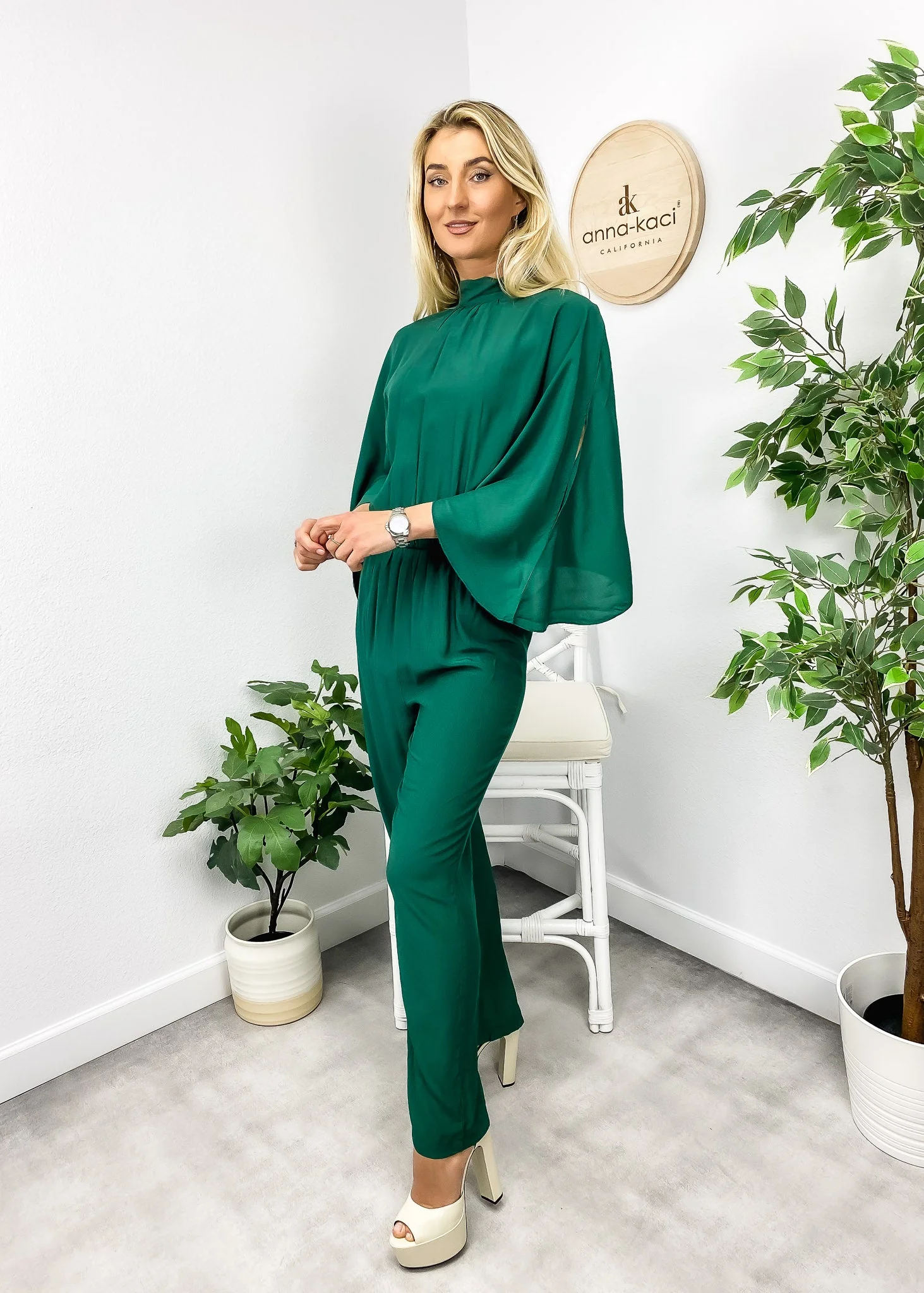 Pleated Cape Style Jumpsuit - Image 4