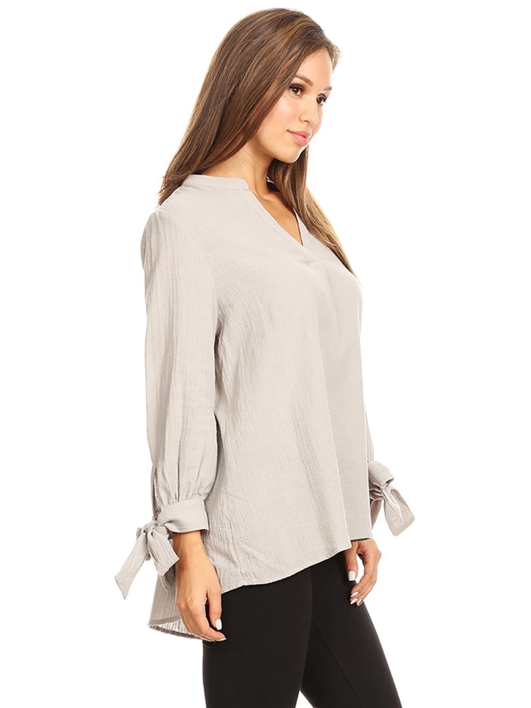 Pleated Split-Tie Sleeve Blouse - Image 3