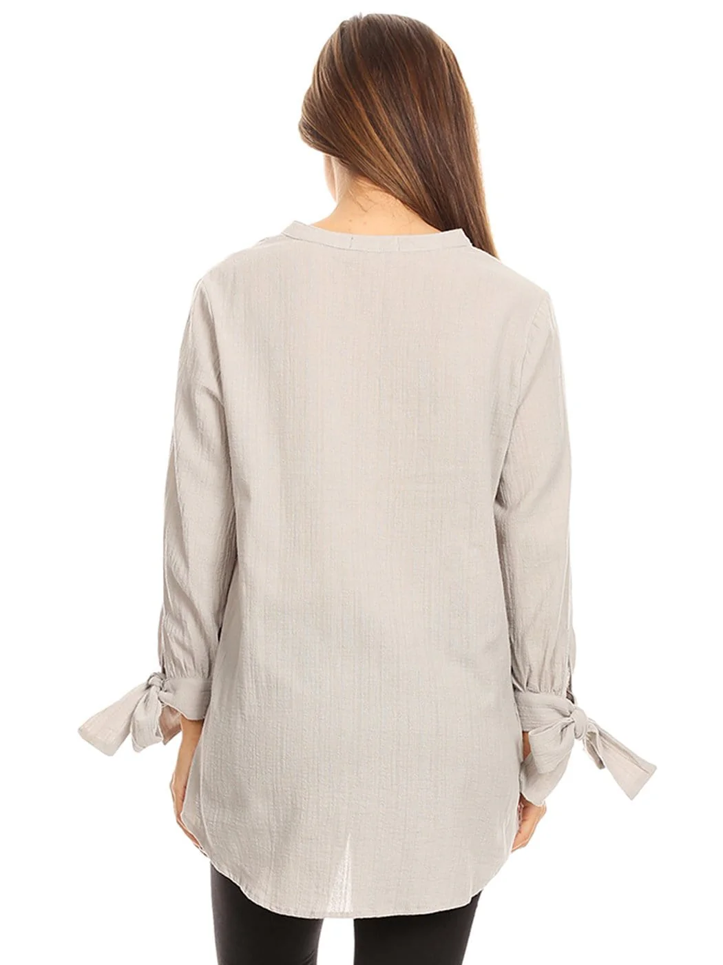 Pleated Split-Tie Sleeve Blouse - Image 4