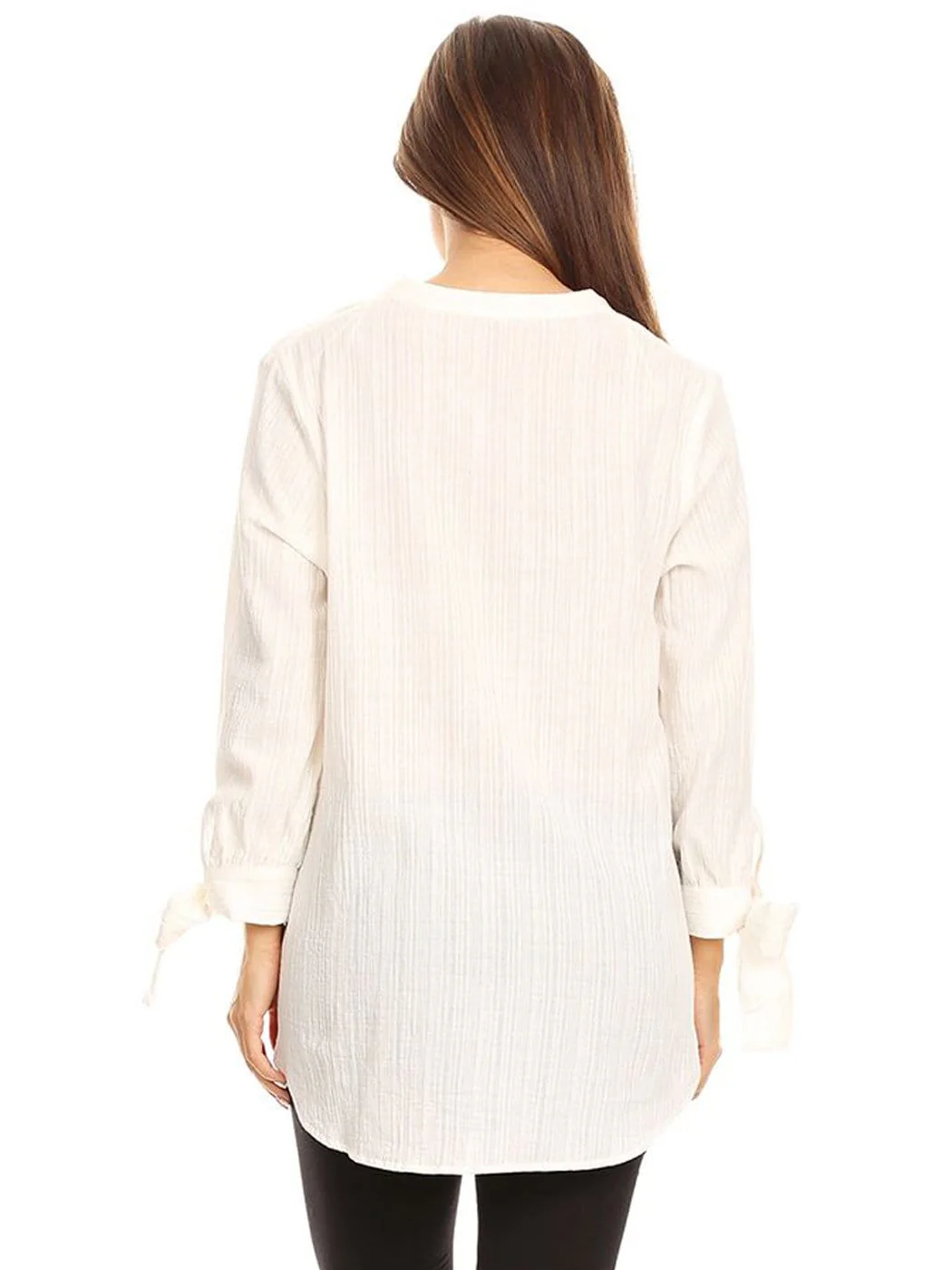 Pleated Split-Tie Sleeve Blouse - Image 9