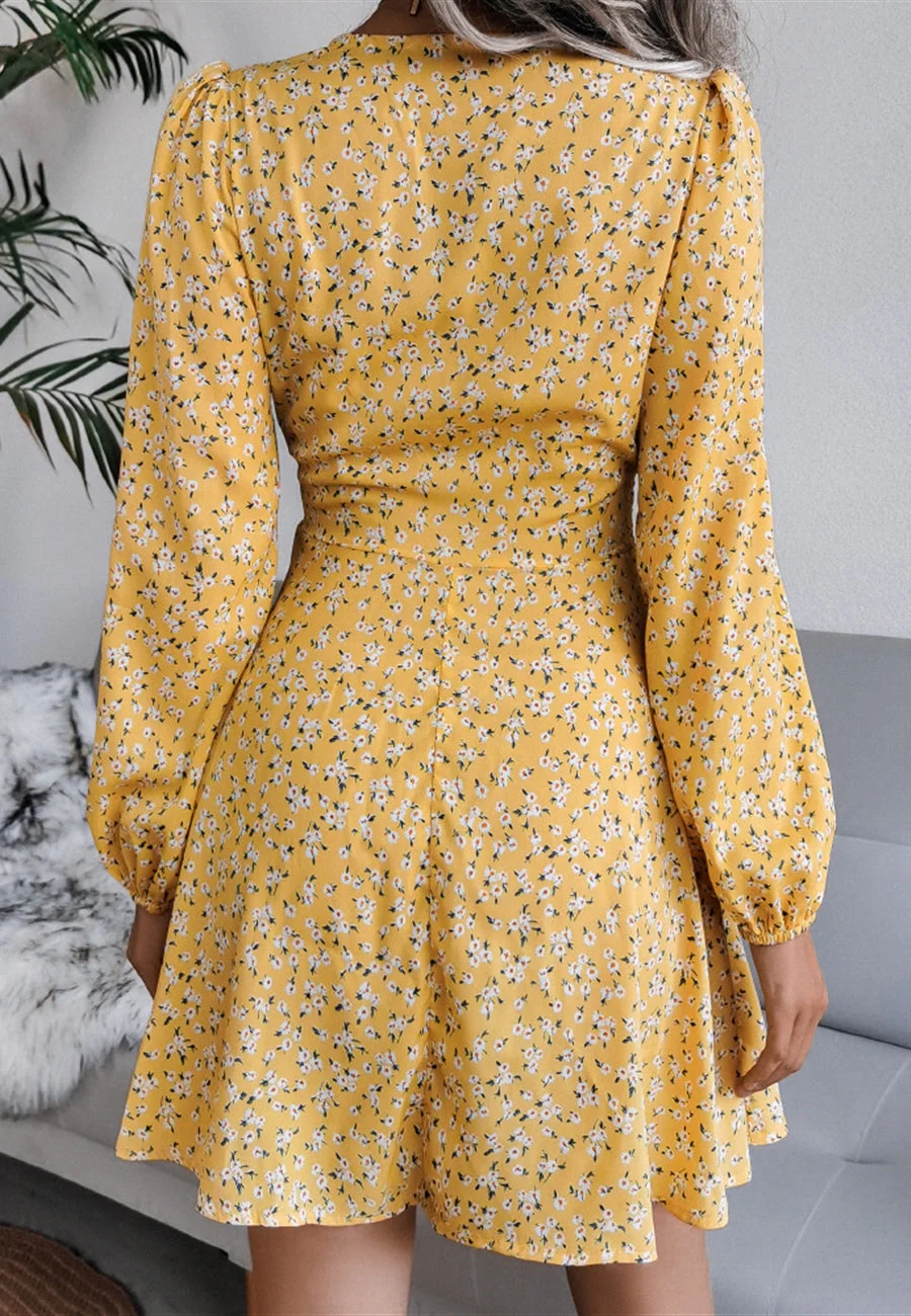 Plunge Floral Long Sleeve Dress - Image 14