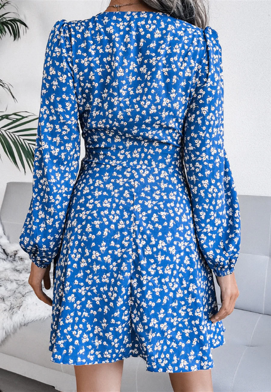 Plunge Floral Long Sleeve Dress - Image 6
