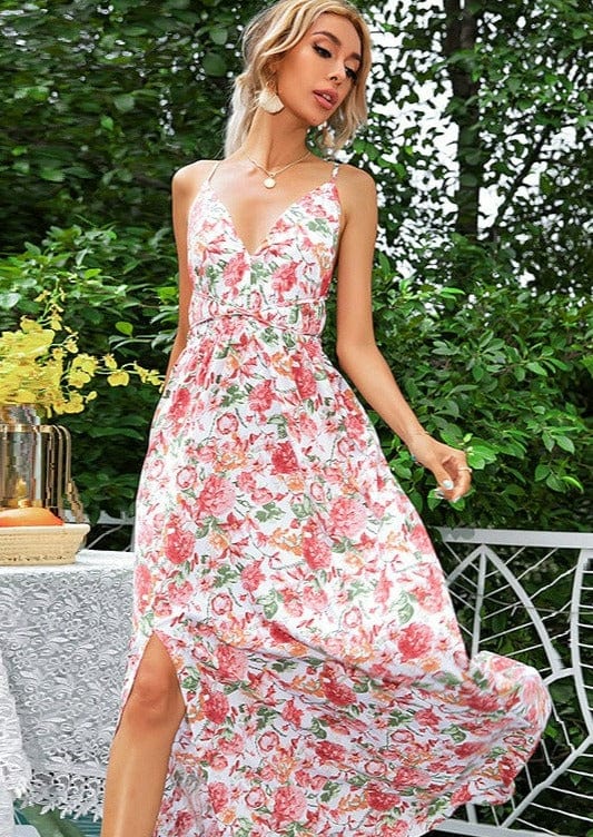 Plunge Floral Print Maxi Dress - Image 2
