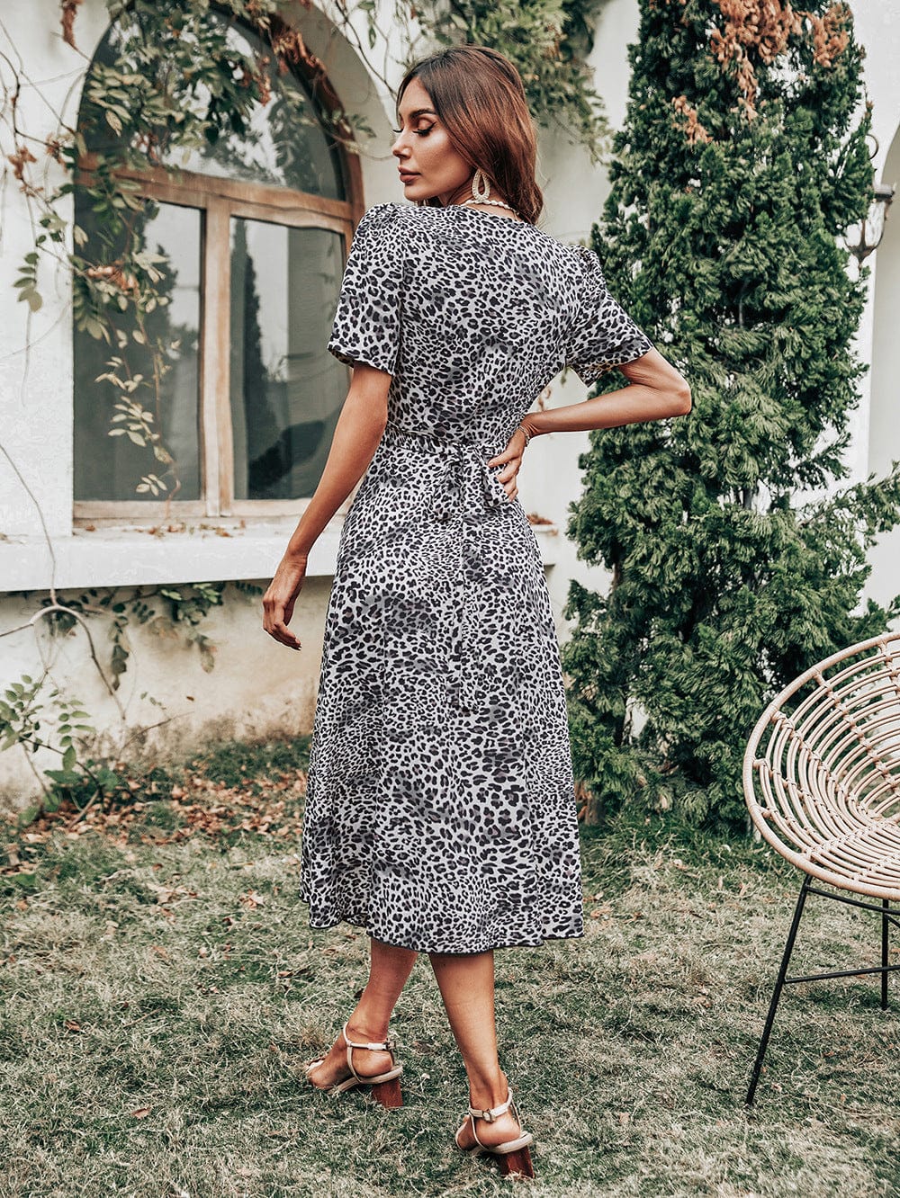 Plunge Leopard Print Dress - Image 2