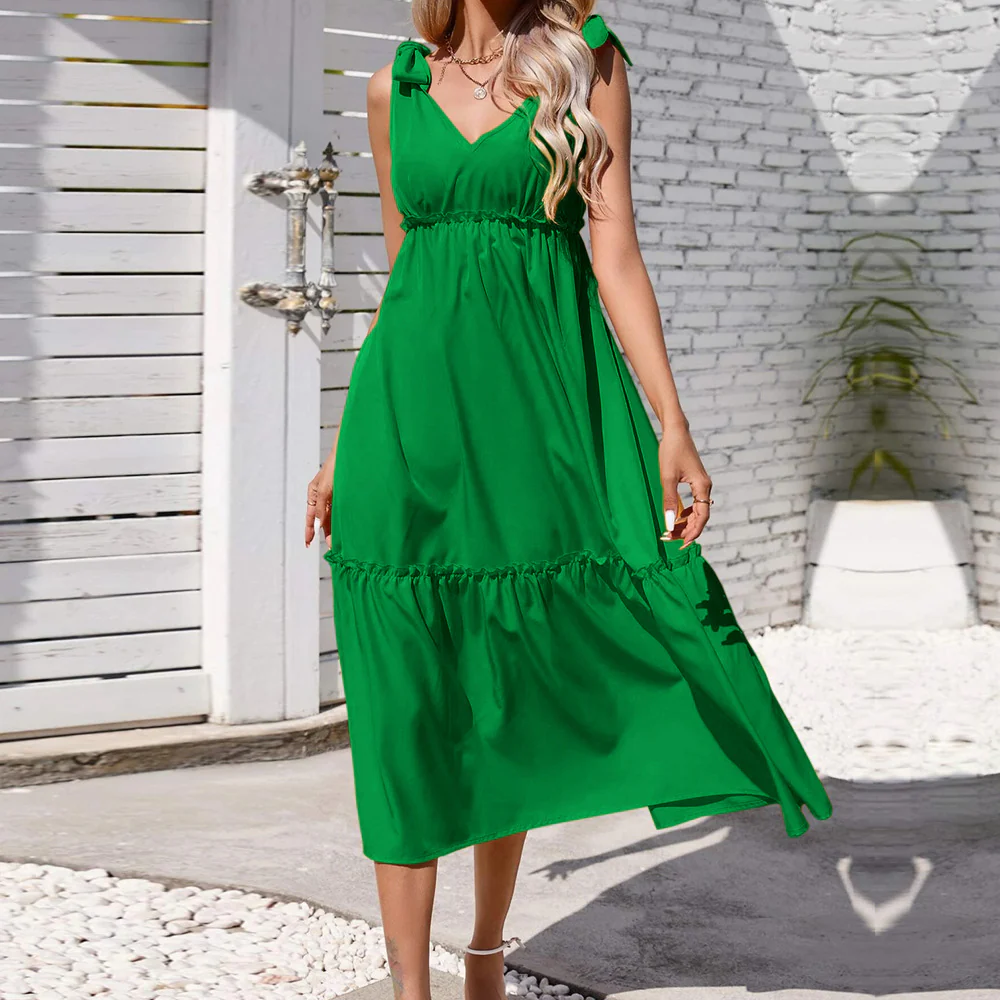 Plunge Neck Lace Detail Dress - Image 3