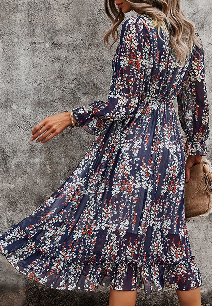 Plunge Neck Ruffle Detail Dress - Image 18