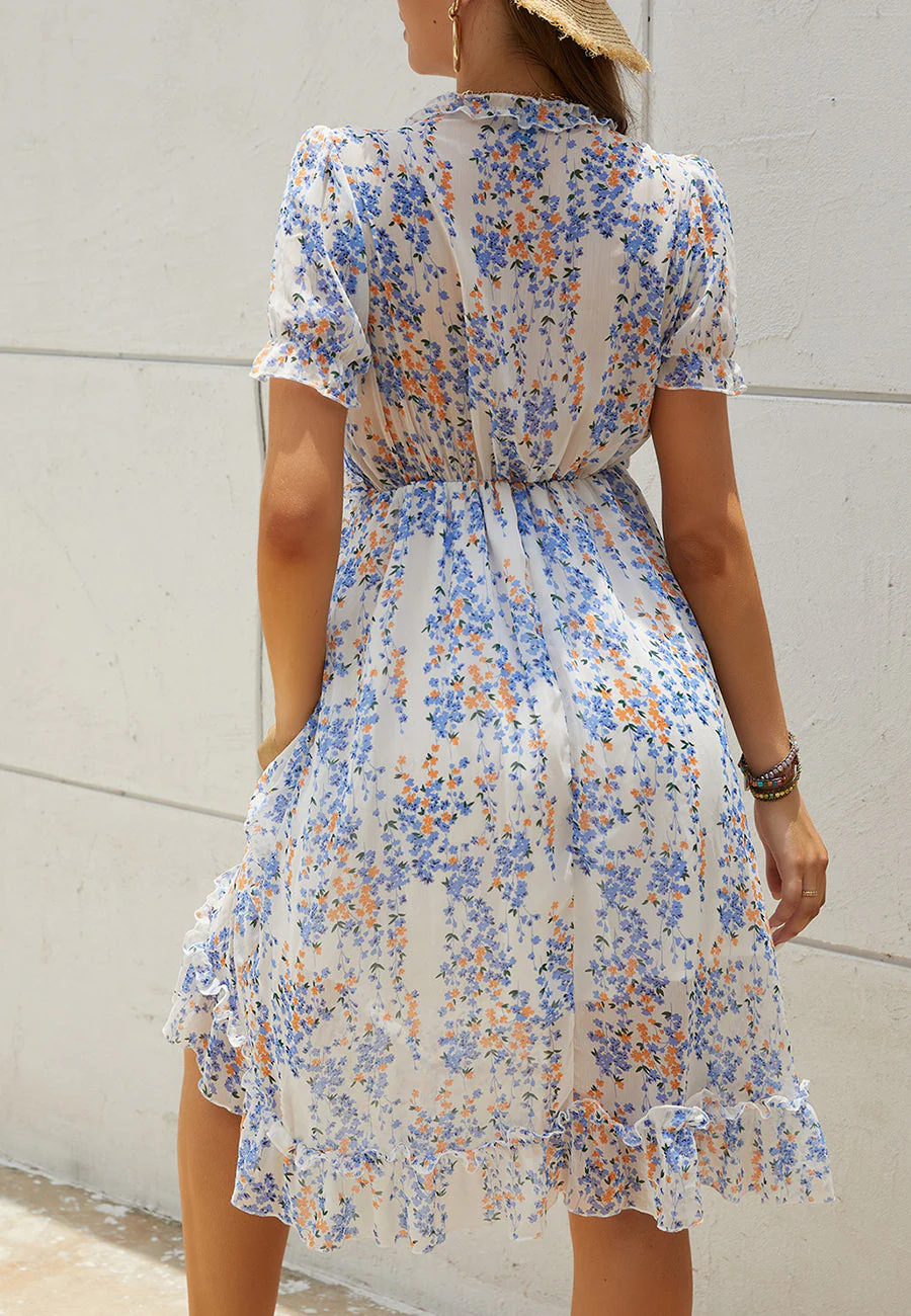 Plunge Neck Ruffle Detail Leopard Dress - Image 34
