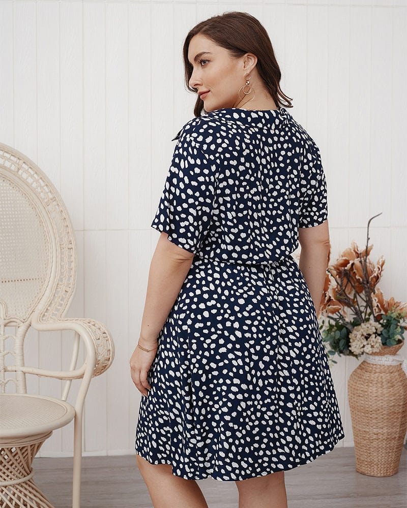 Plus Cheetah Print Collared Shirt Dress - Image 5