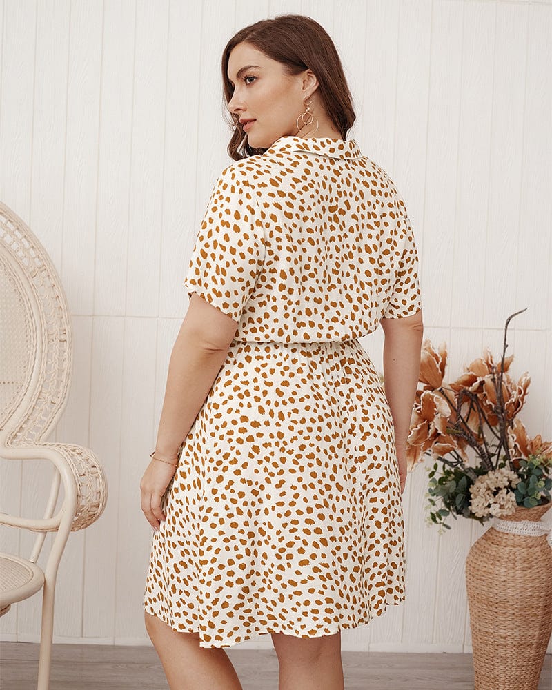 Plus Cheetah Print Collared Shirt Dress - Image 9