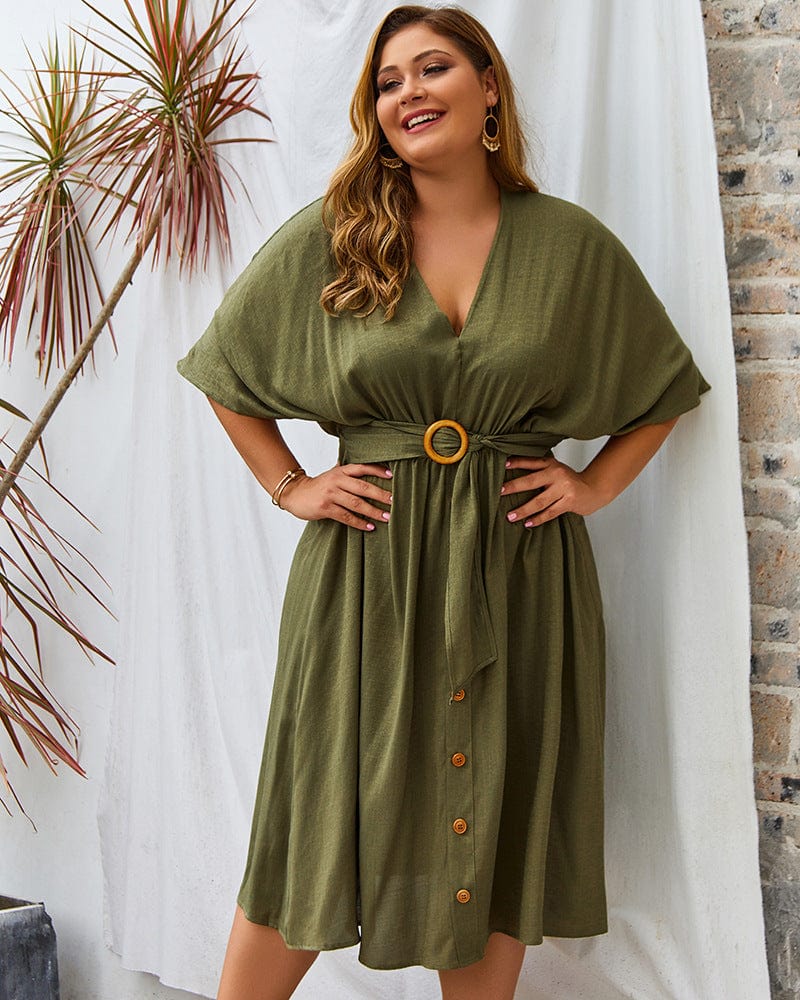 Plus Contrast Button Down Skirt Dress - Image 11