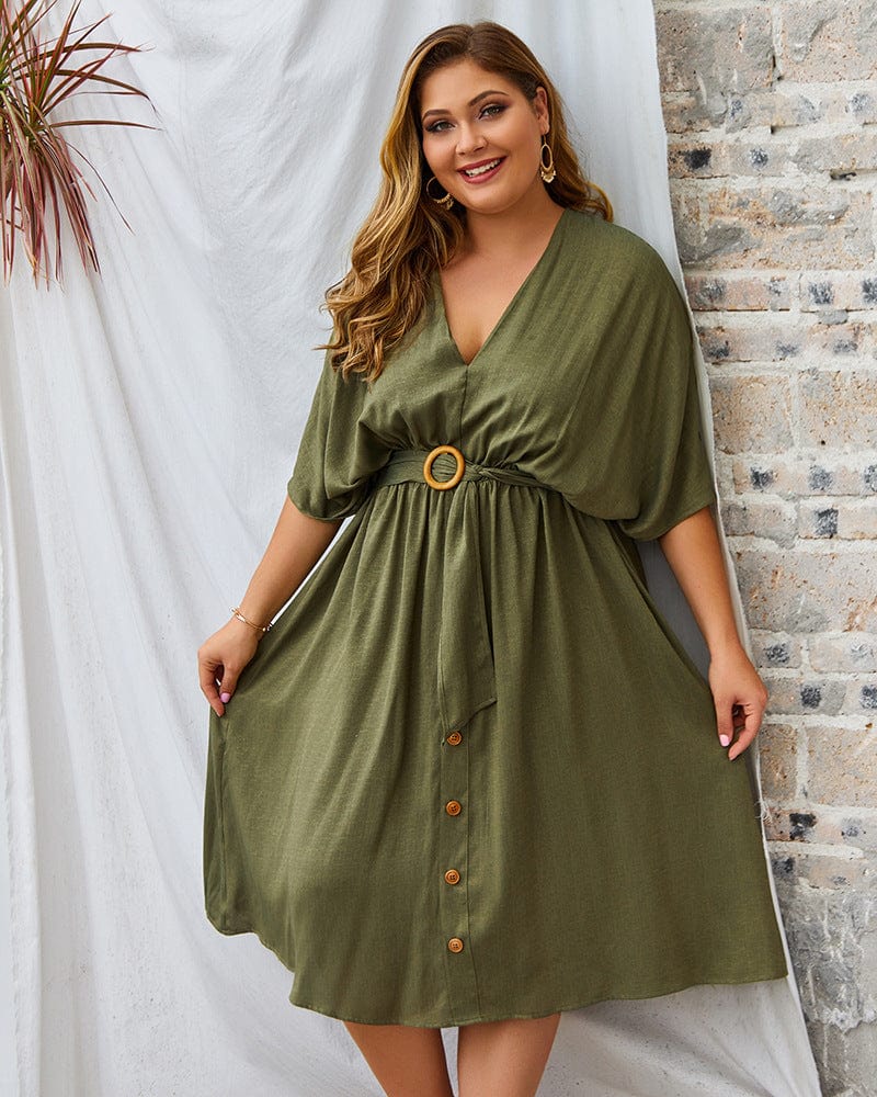 Plus Contrast Button Down Skirt Dress - Image 12