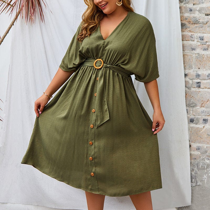 Plus Contrast Button Down Skirt Dress - Image 14