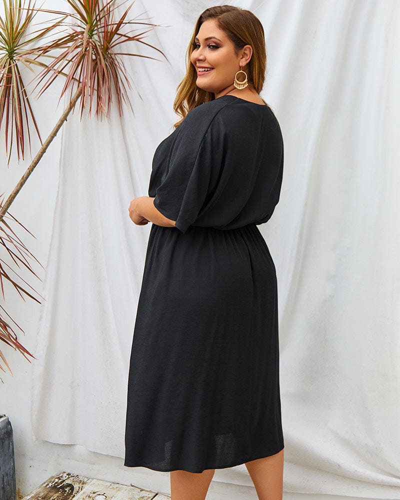 Plus Contrast Button Down Skirt Dress - Image 4