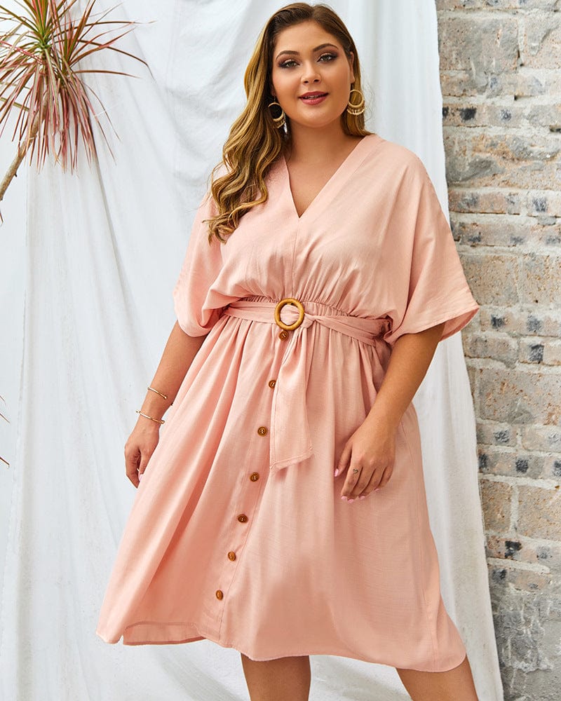 Plus Contrast Button Down Skirt Dress - Image 6