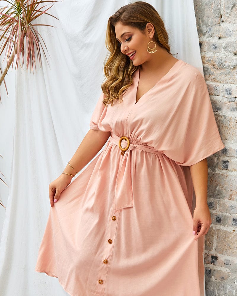 Plus Contrast Button Down Skirt Dress - Image 7