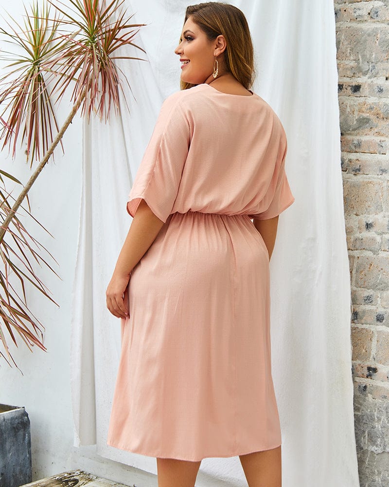 Plus Contrast Button Down Skirt Dress - Image 8