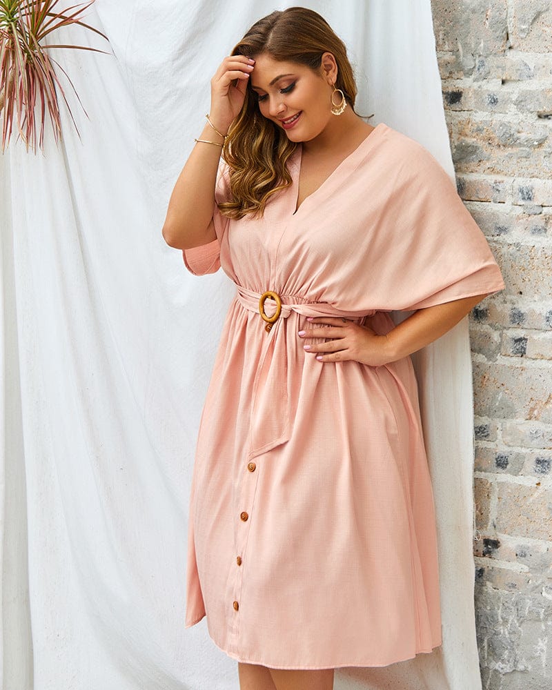 Plus Contrast Button Down Skirt Dress - Image 9