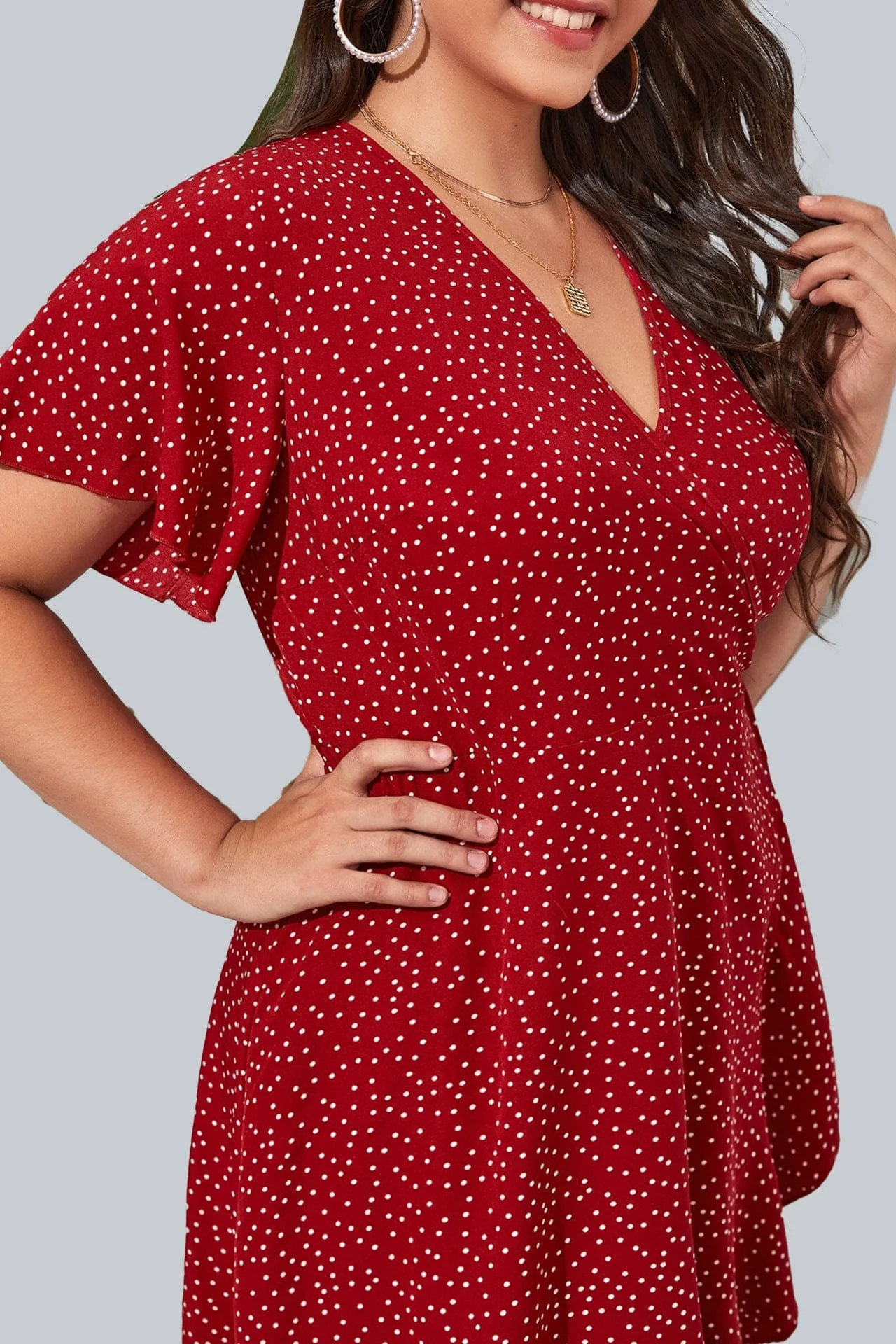Plus Polka Dot Ruffle Hem Dress - Image 2