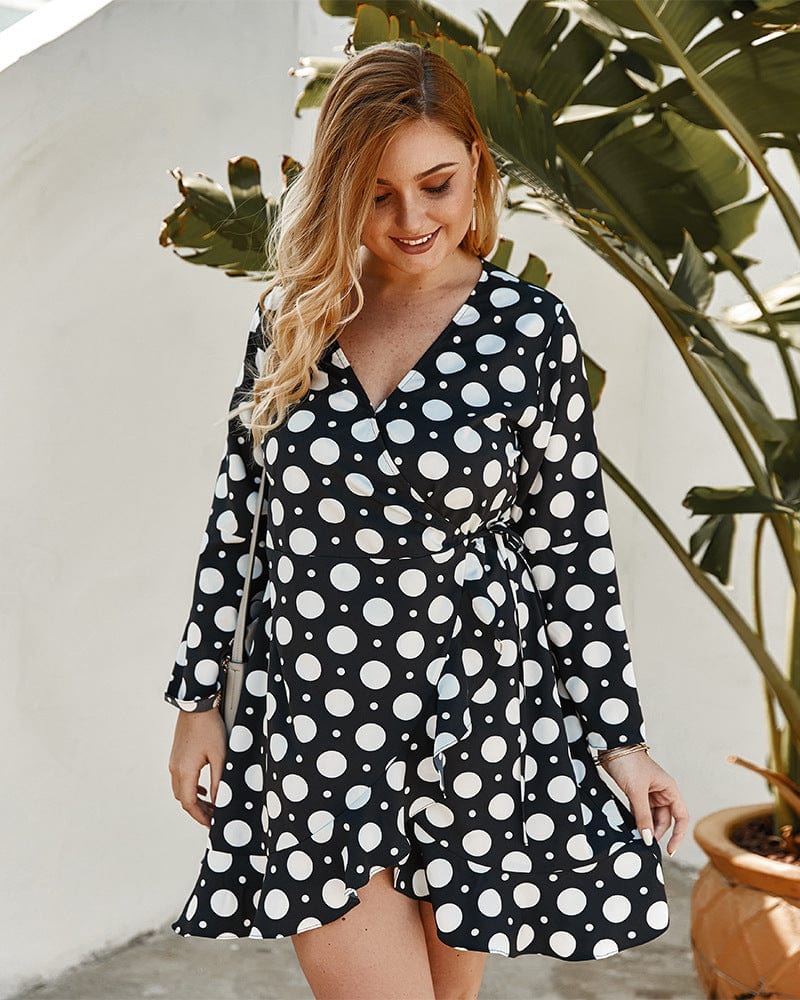 Plus Polka Dot Wrap Dress - Image 4