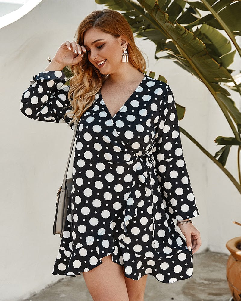 Plus Polka Dot Wrap Dress - Image 5