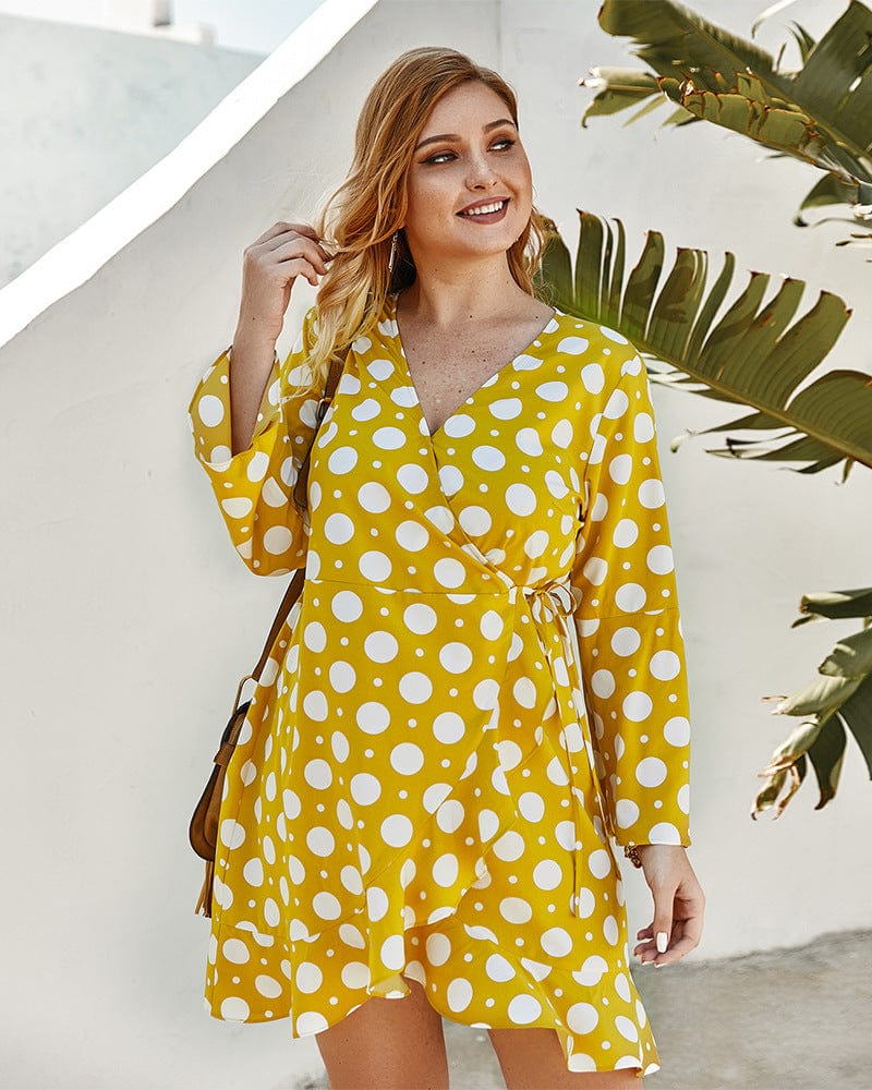 Plus Polka Dot Wrap Dress - Image 7