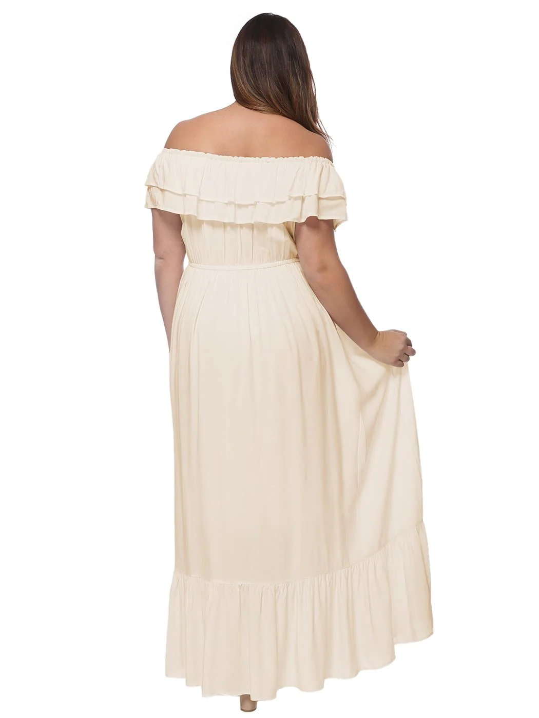 Plus Size Off Shoulder Ruffle Empire Maxi Dress - Image 14