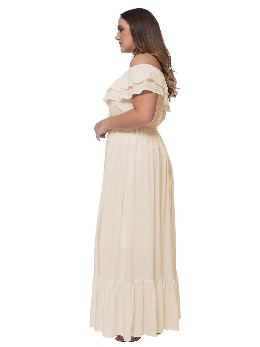 Plus Size Off Shoulder Ruffle Empire Maxi Dress - Image 17